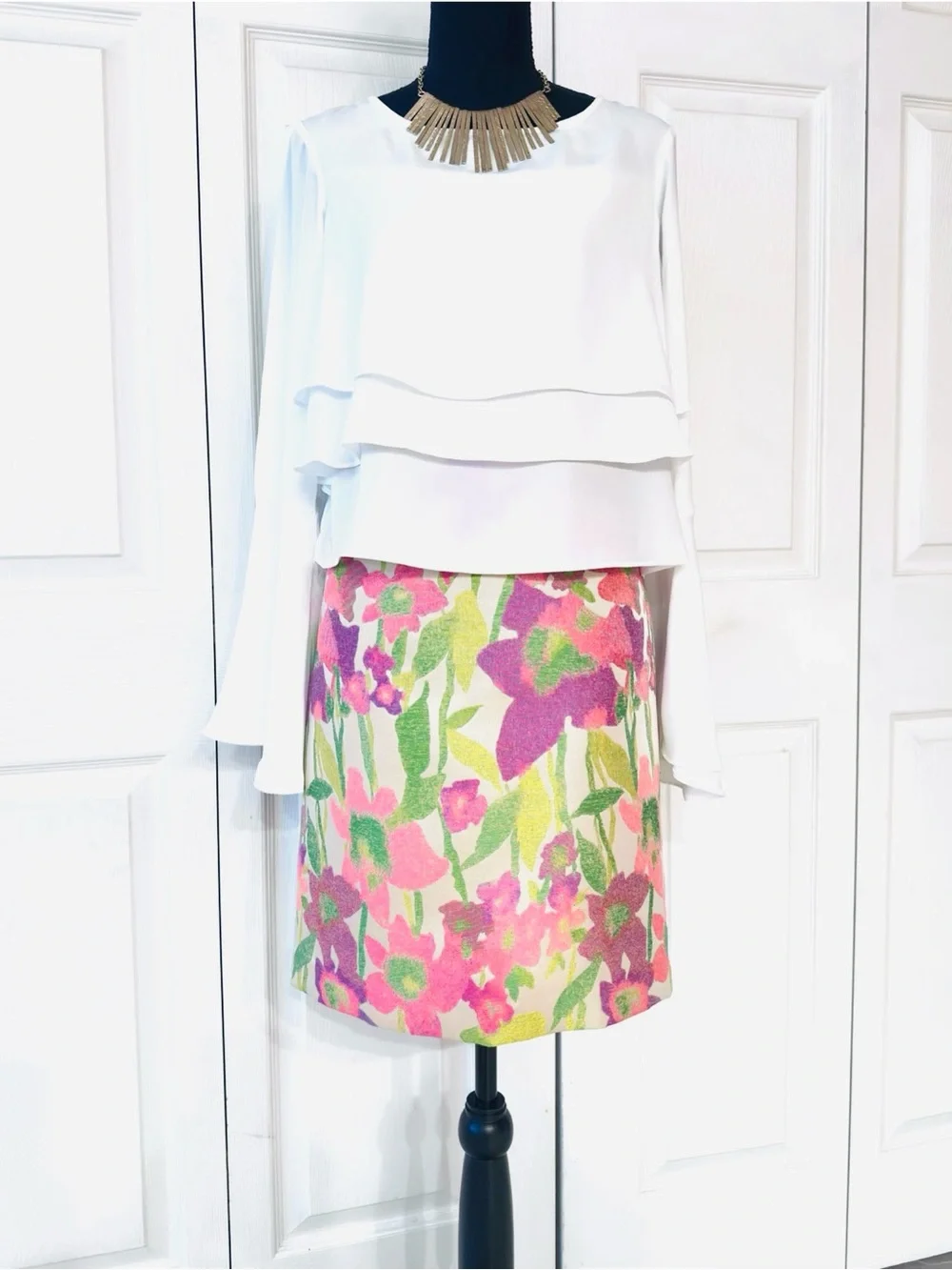TRINA TURK ~ Orange/Pink/Green/Purple A-Line Skirt size 8